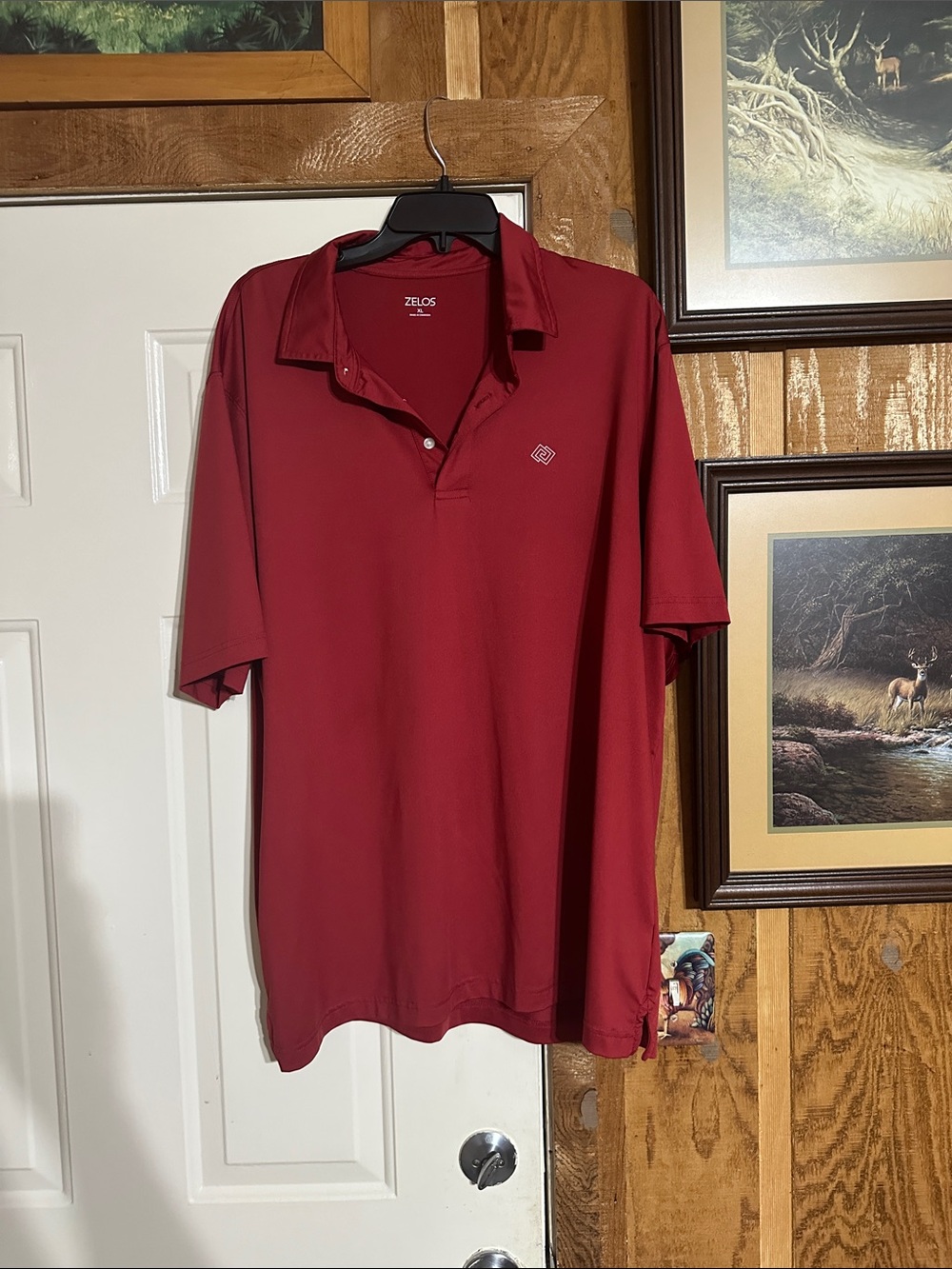 ZELOS Men's Deep Red Polo with Subtle Logo